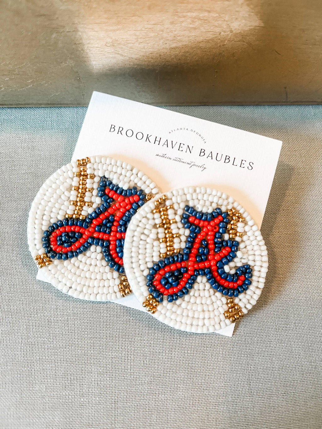 Baseball "A" Beaded Earrings