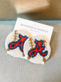 Baseball "A" Beaded Earrings