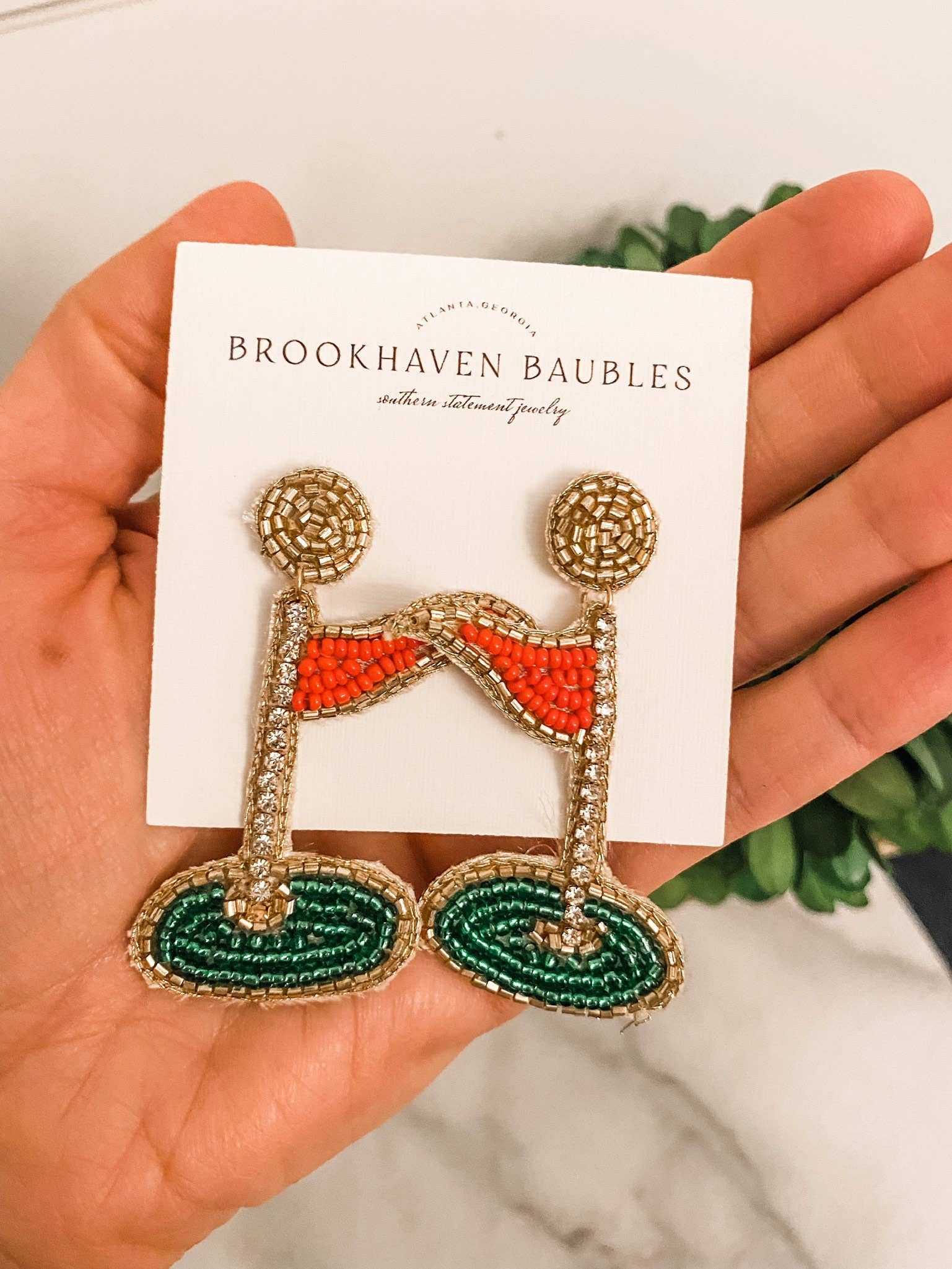 Master's Golf Flag Beaded Earrings