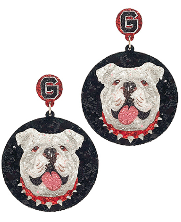 Bulldog Glitter Disc Earrings