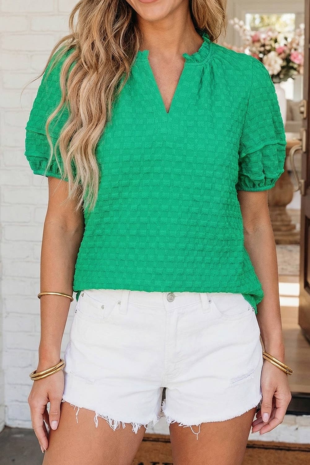 Color Me Green Puff Blouse