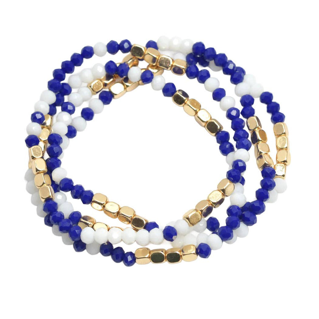 Blue + White Beaded Stack