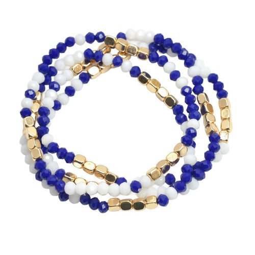 Blue + White Beaded Stack