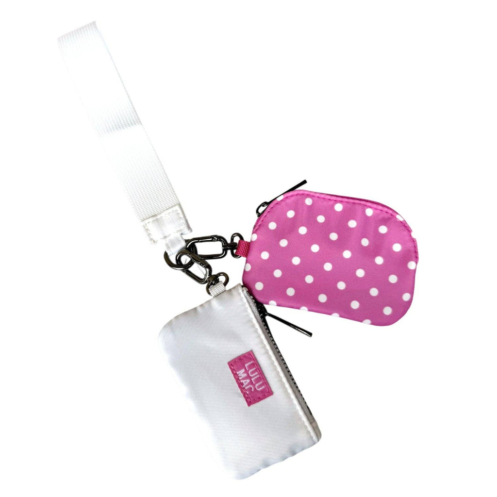 Pink/White Lulu Mac Polka Dot Wristlet