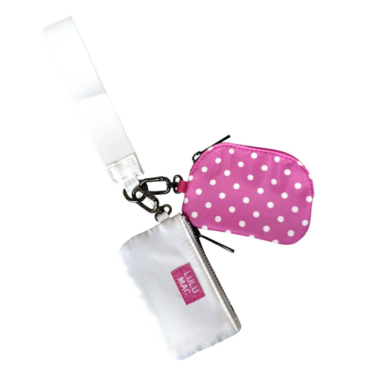 Pink/White Lulu Mac Polka Dot Wristlet