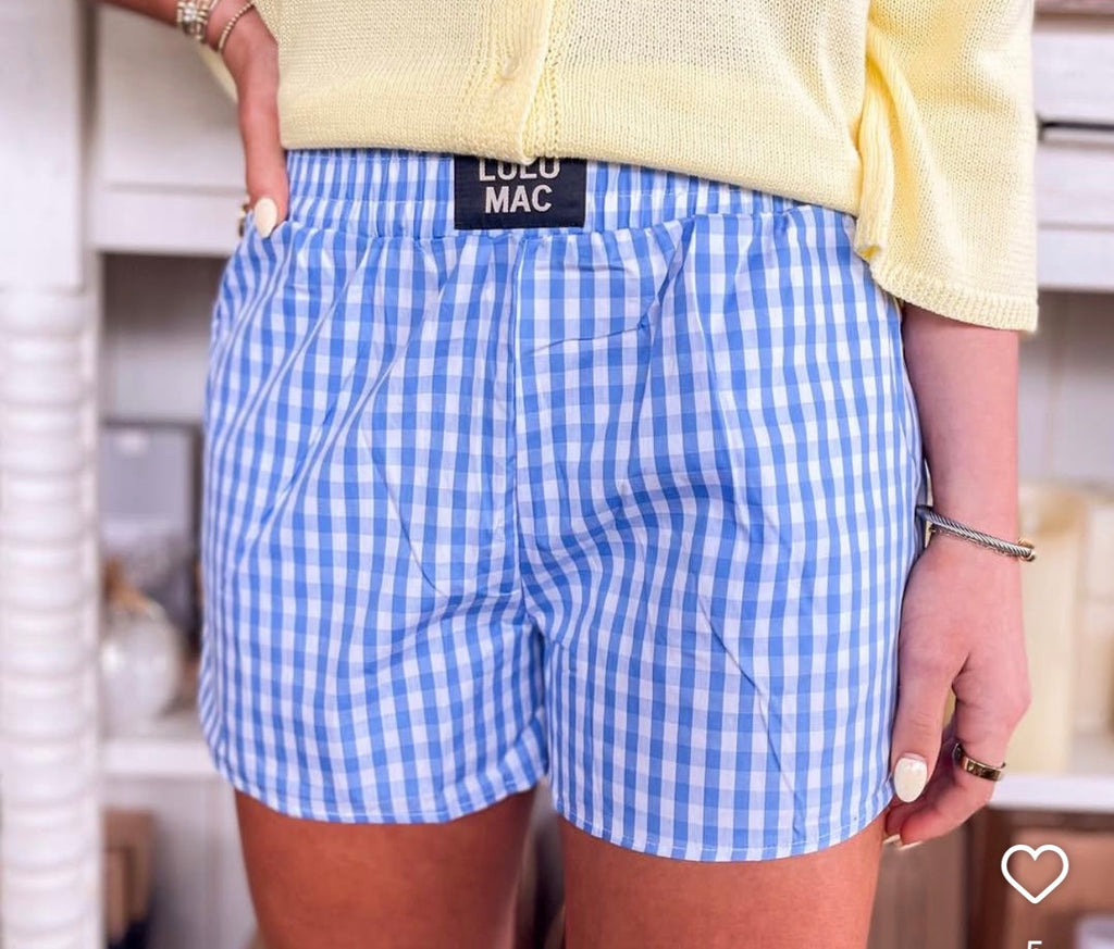 Lulu Mac Blue Gingham Boxer Shorts