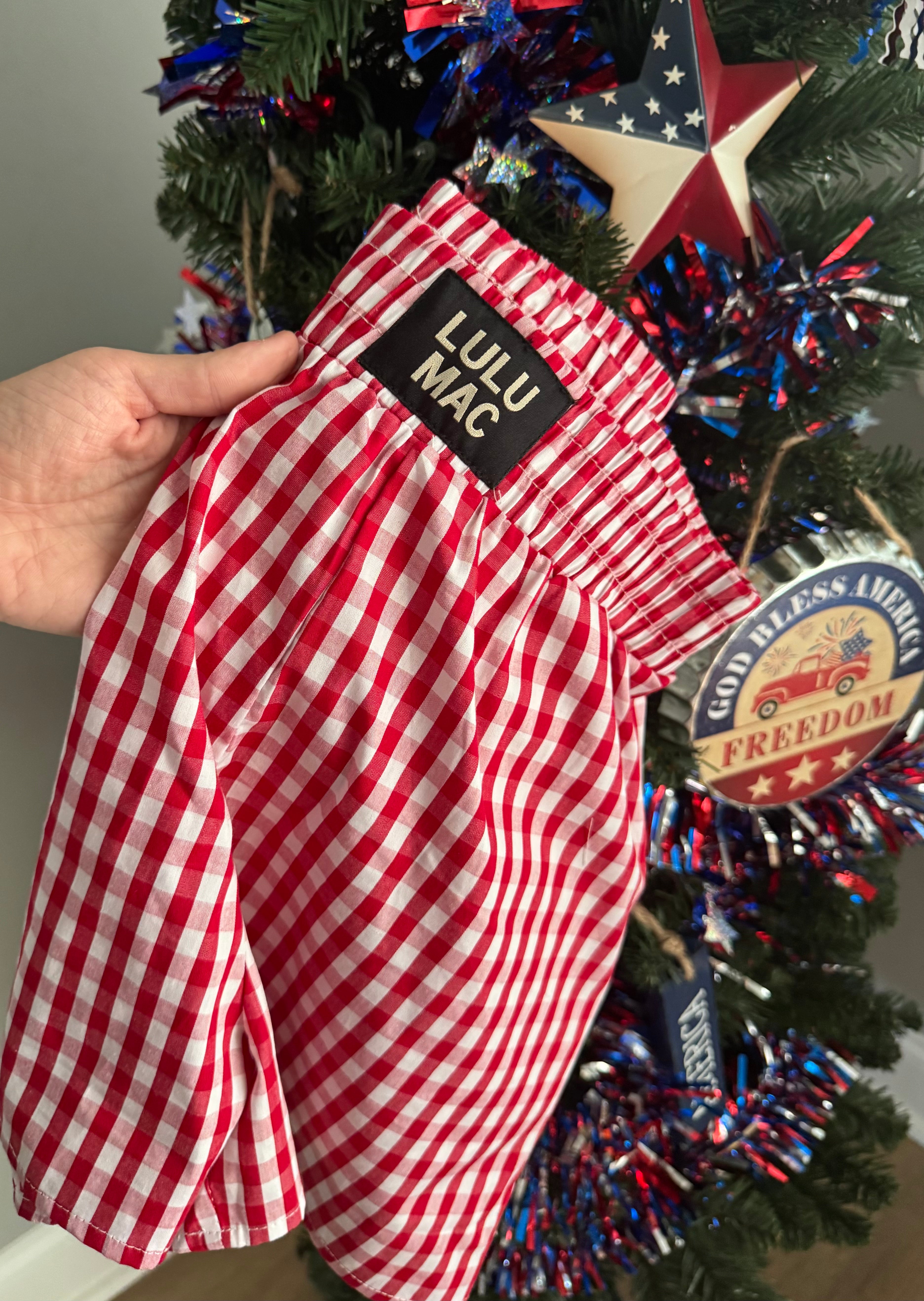 Lulu Mac Red Gingham Boxer Shorts