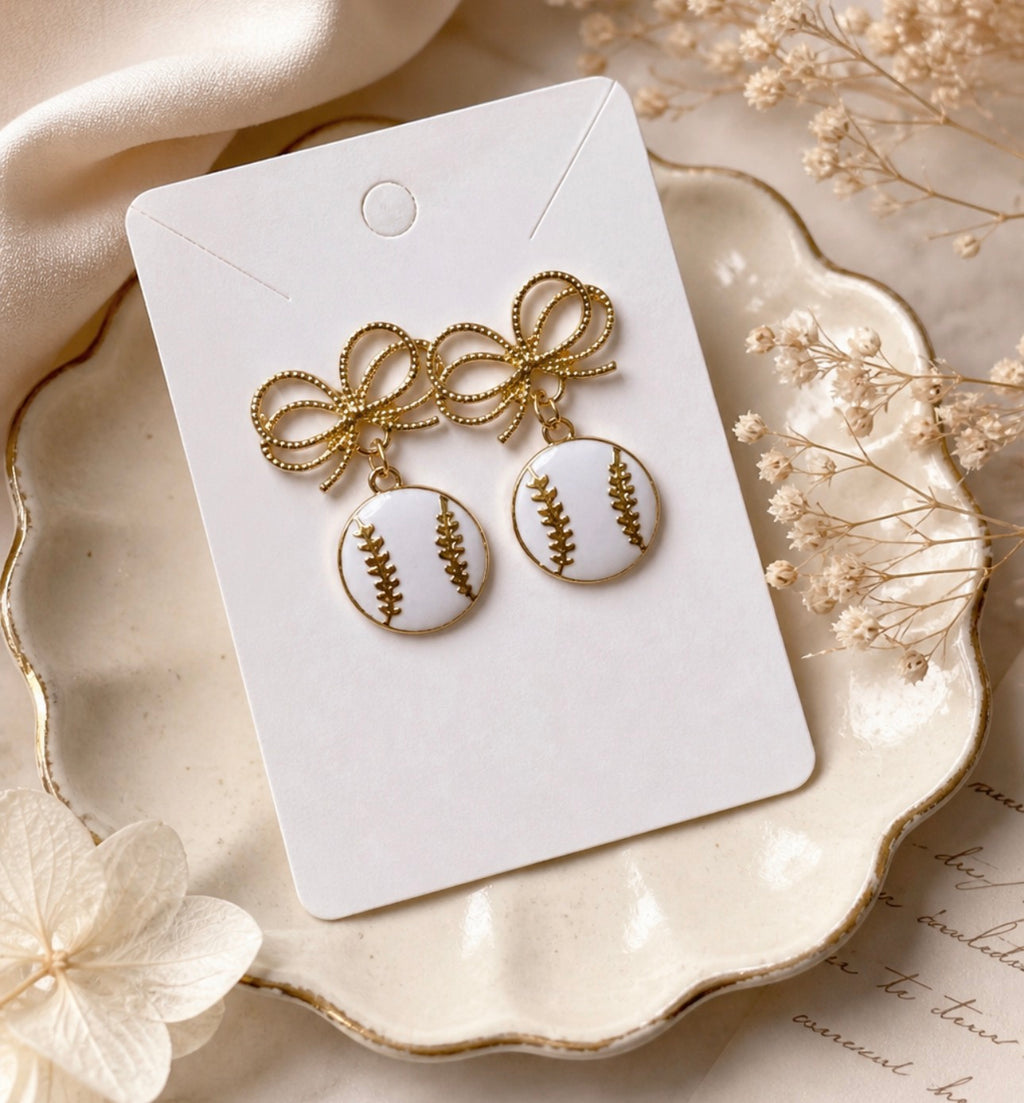 Baseball Bowknot Earrings