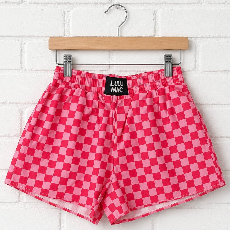 Lulu Mac Shorts: Pink Checkered