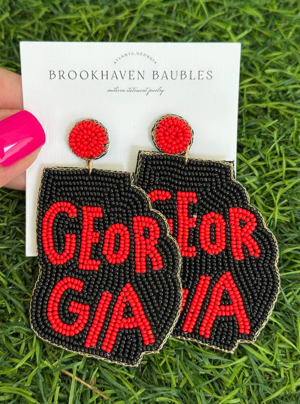 Georgia Red/Black Beaded Earrings