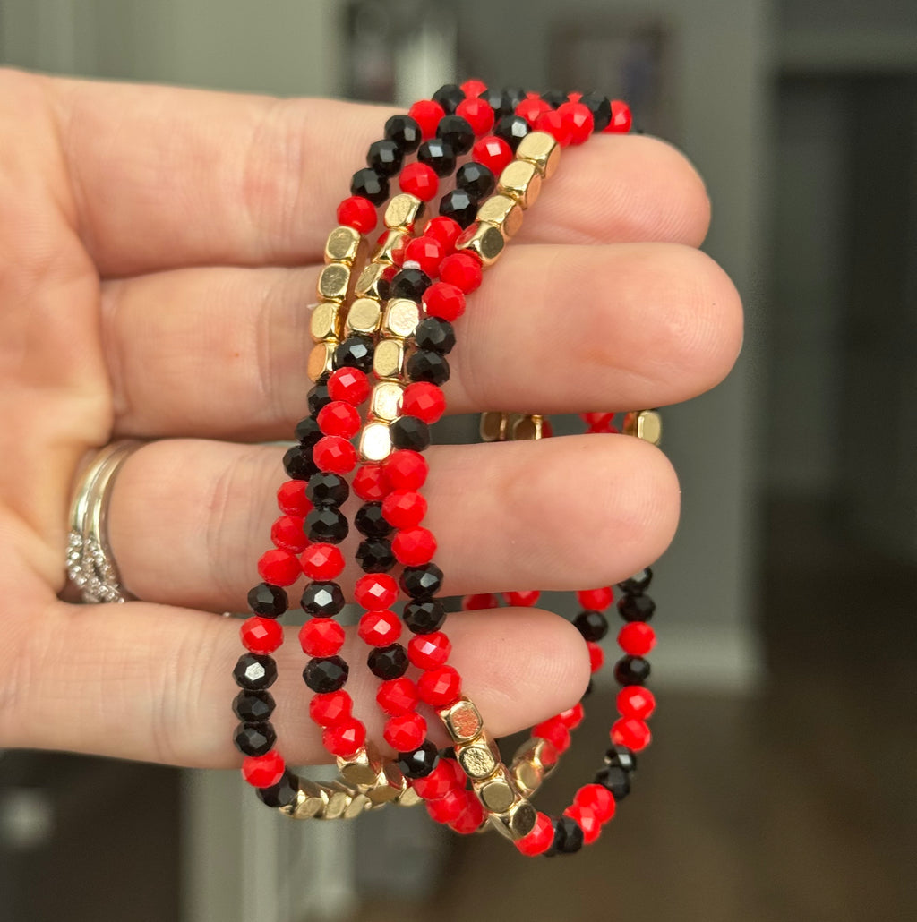 Red + Black Beaded Stack