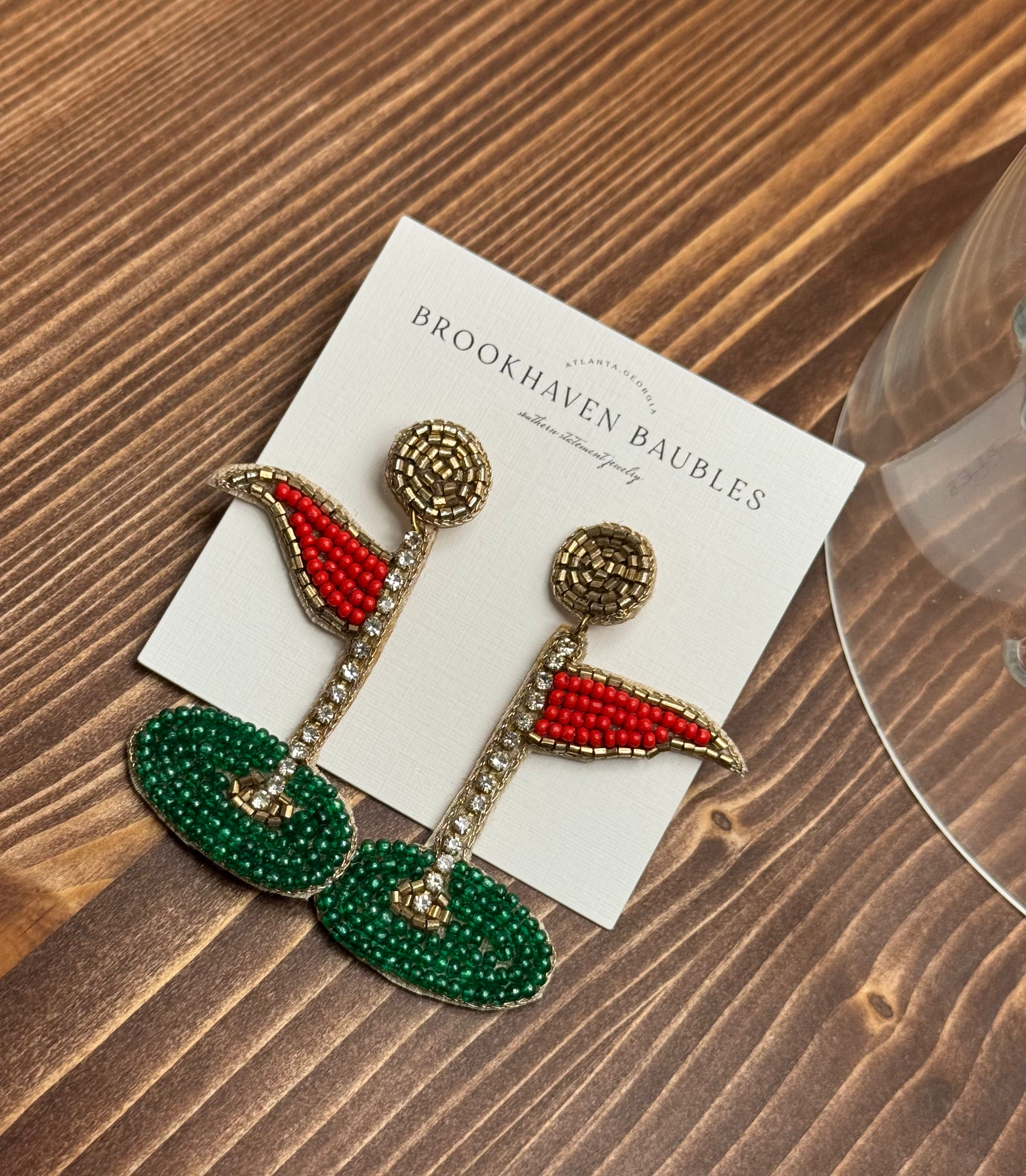 Master's Golf Flag Beaded Earrings