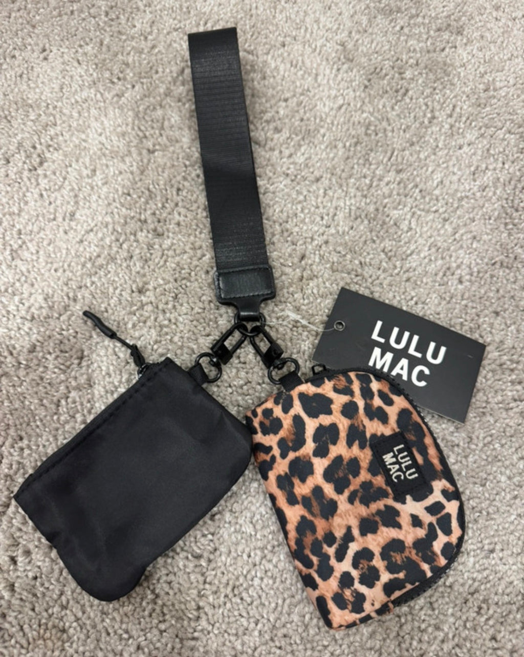 Black/Leopard Lulu Mac Wristlet