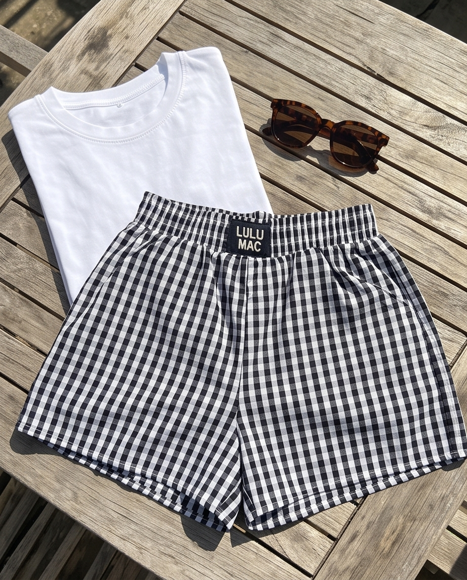 Lulu Mac Shorts: Black Gingham