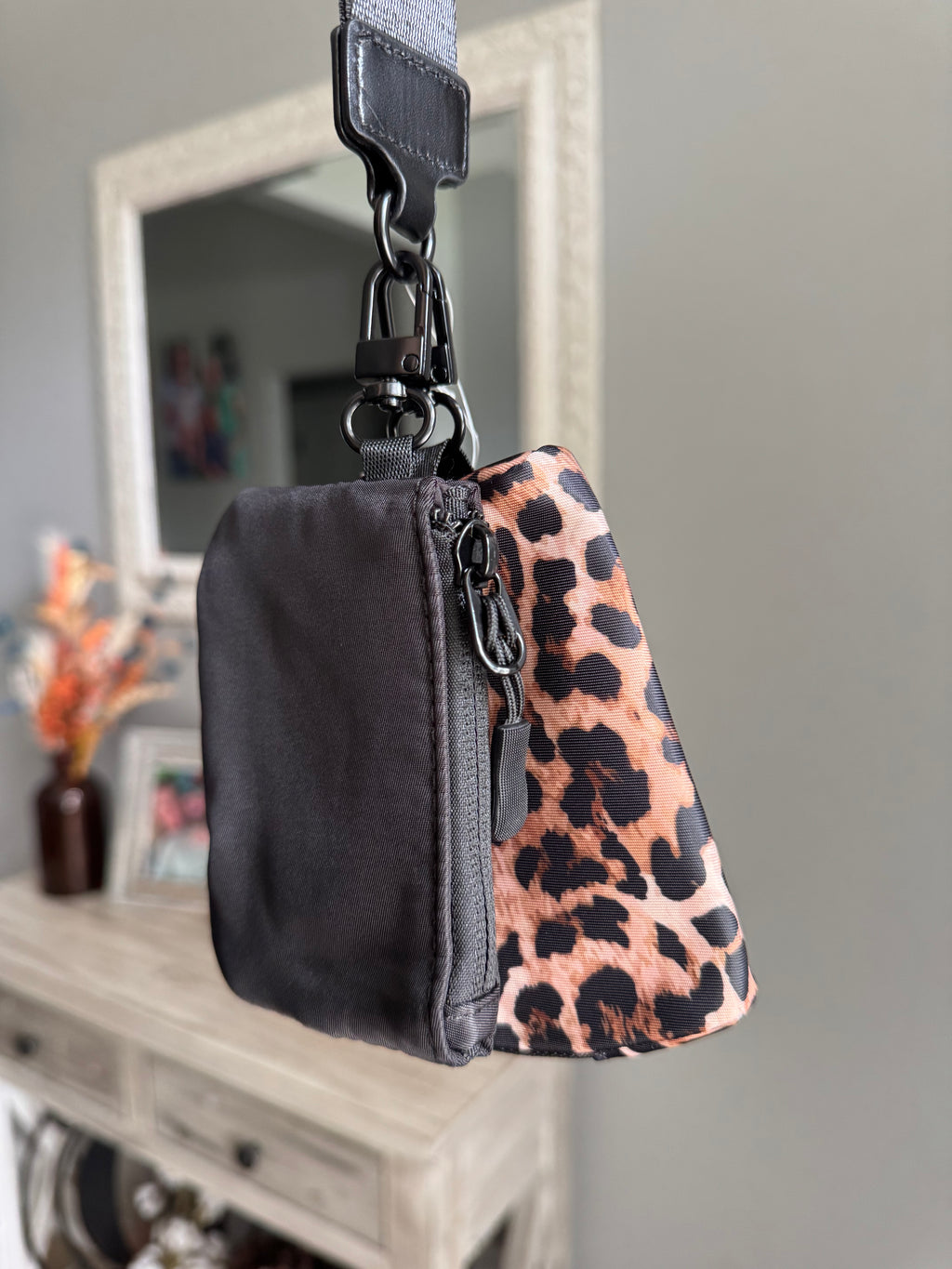 Black/Leopard Lulu Mac Wristlet