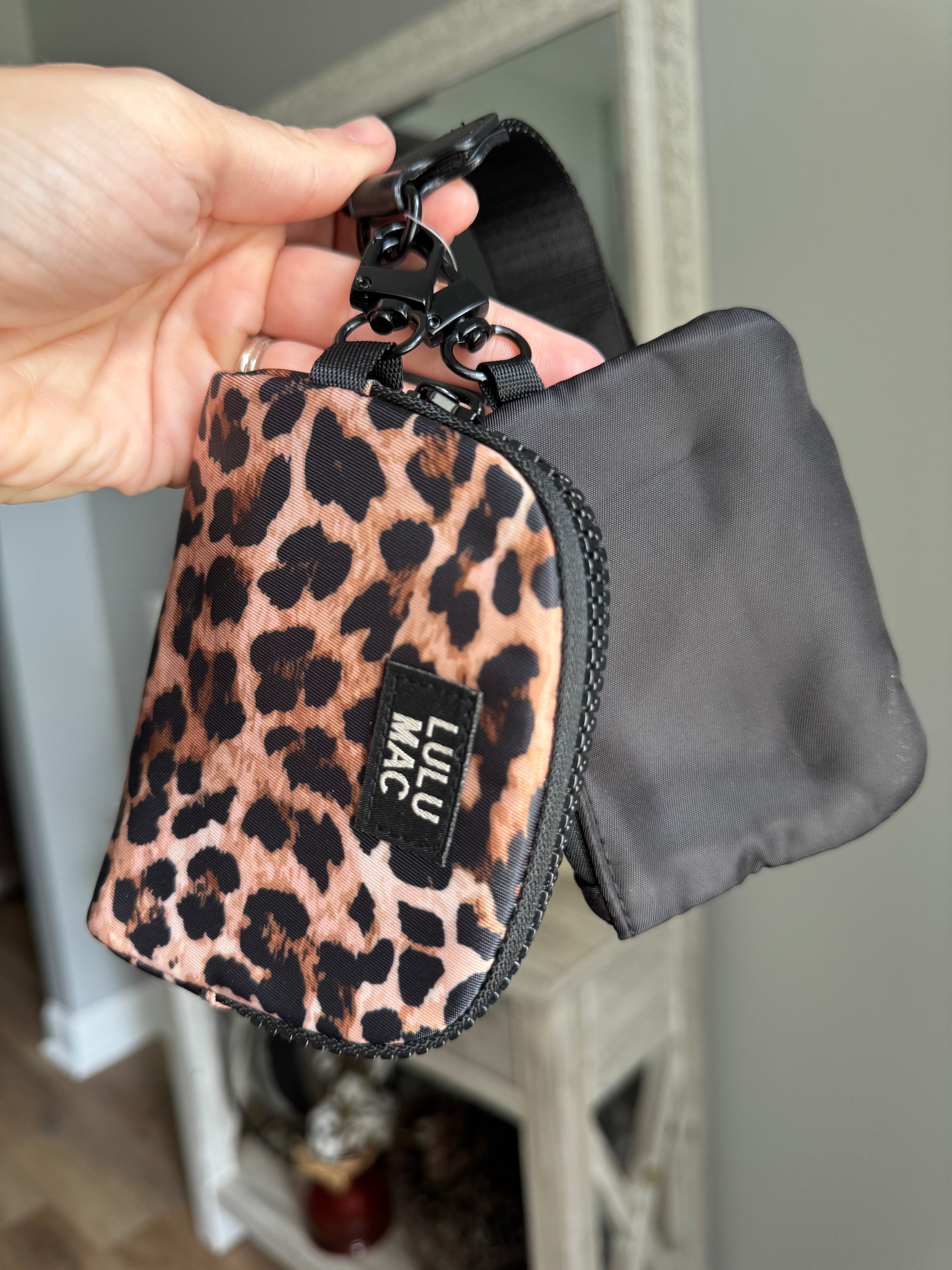 Black/Leopard Lulu Mac Wristlet