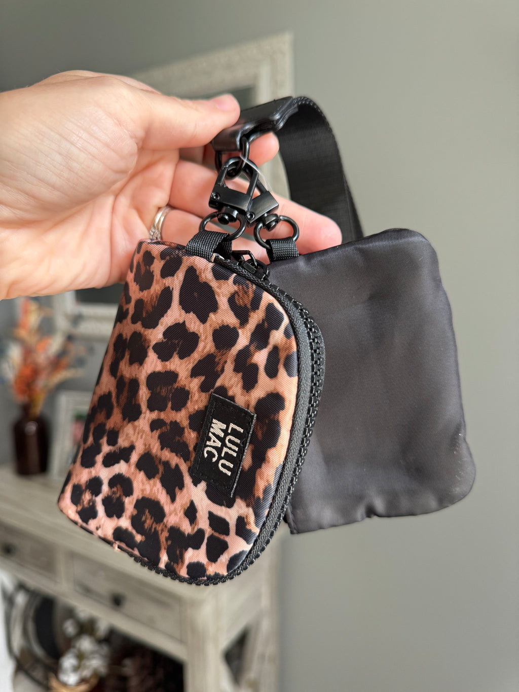 Black/Leopard Lulu Mac Wristlet