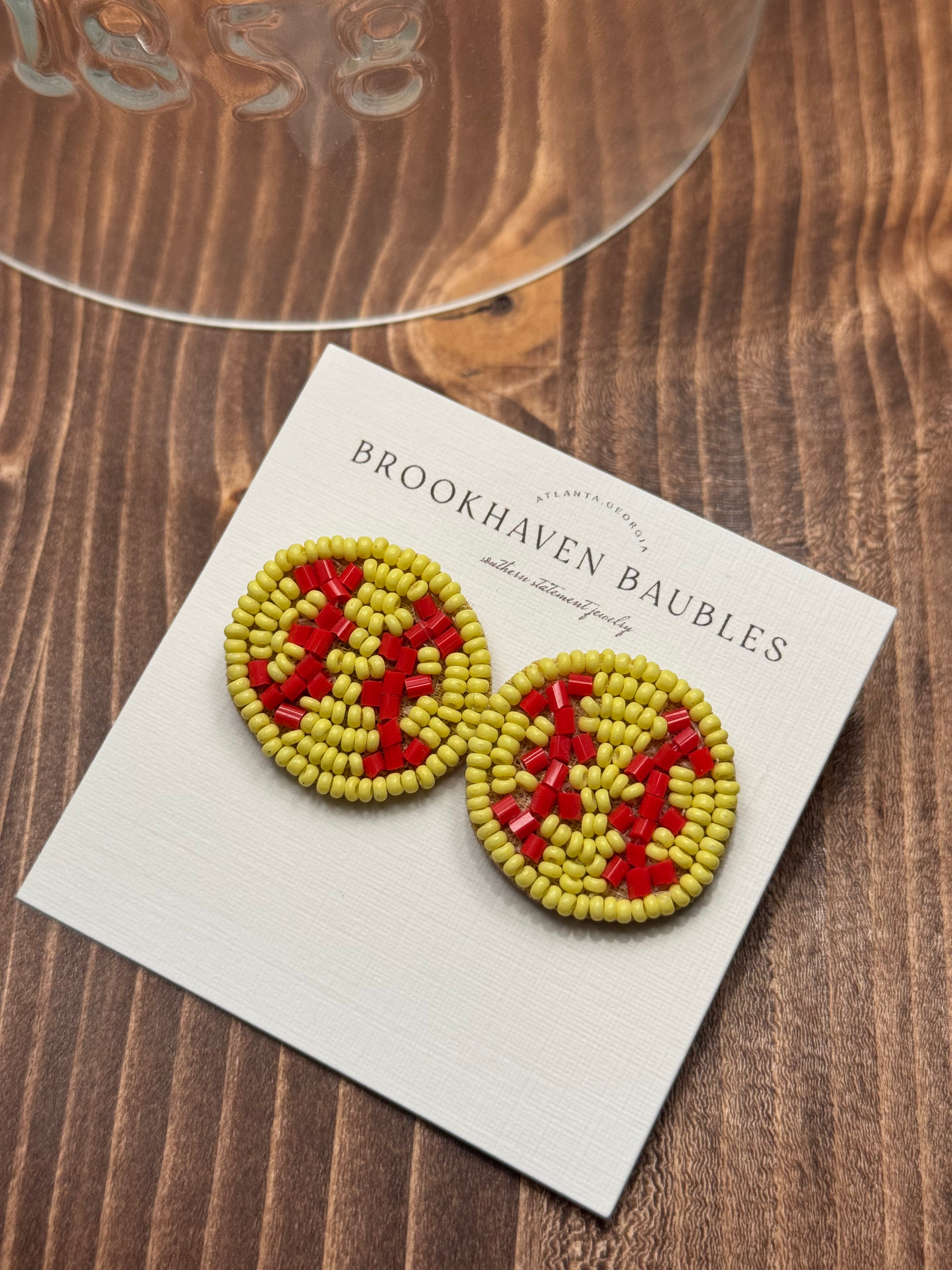 Softball Beaded Earrings