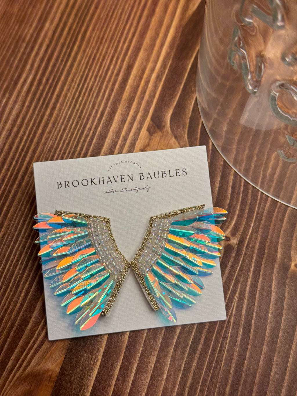 Iridescent Sequin Wing Beaded Earrings