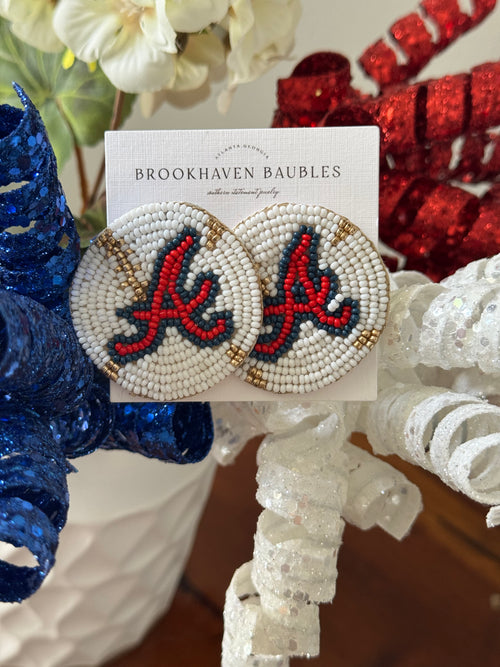 Baseball "A" Beaded Earrings
