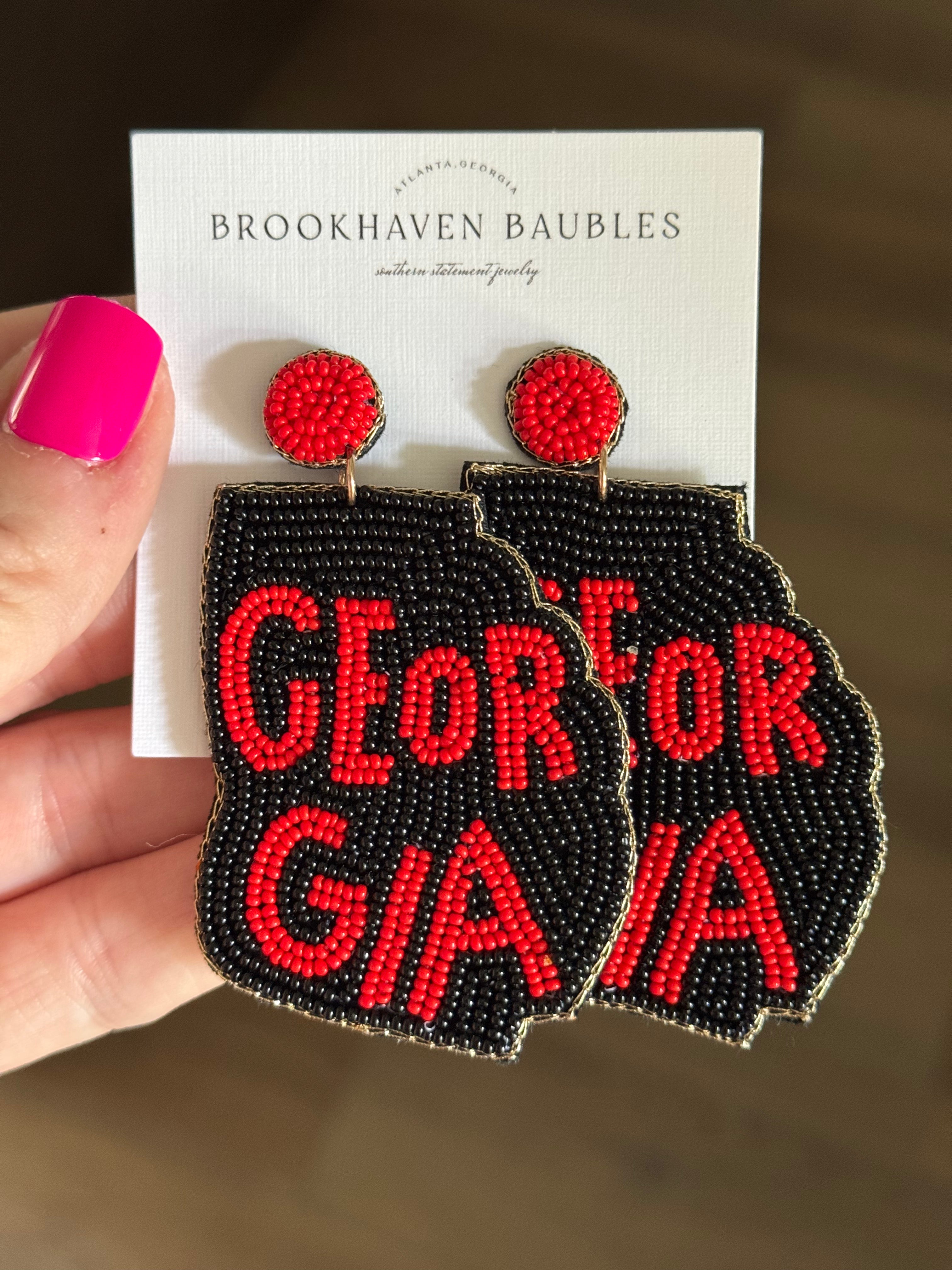 Georgia Red/Black Beaded Earrings