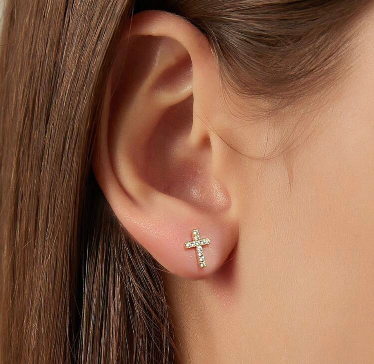 Golden Grace Cross Studs