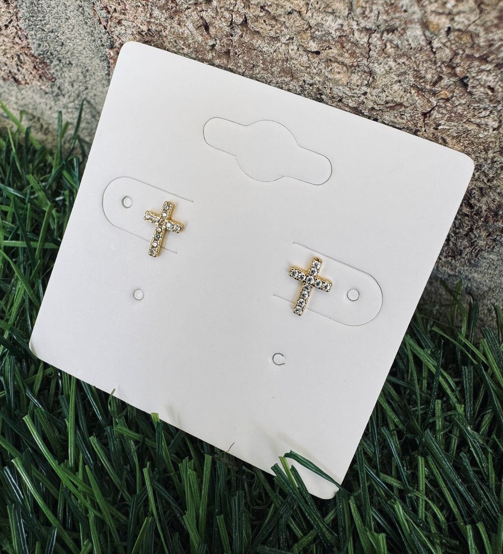 Golden Grace Cross Studs