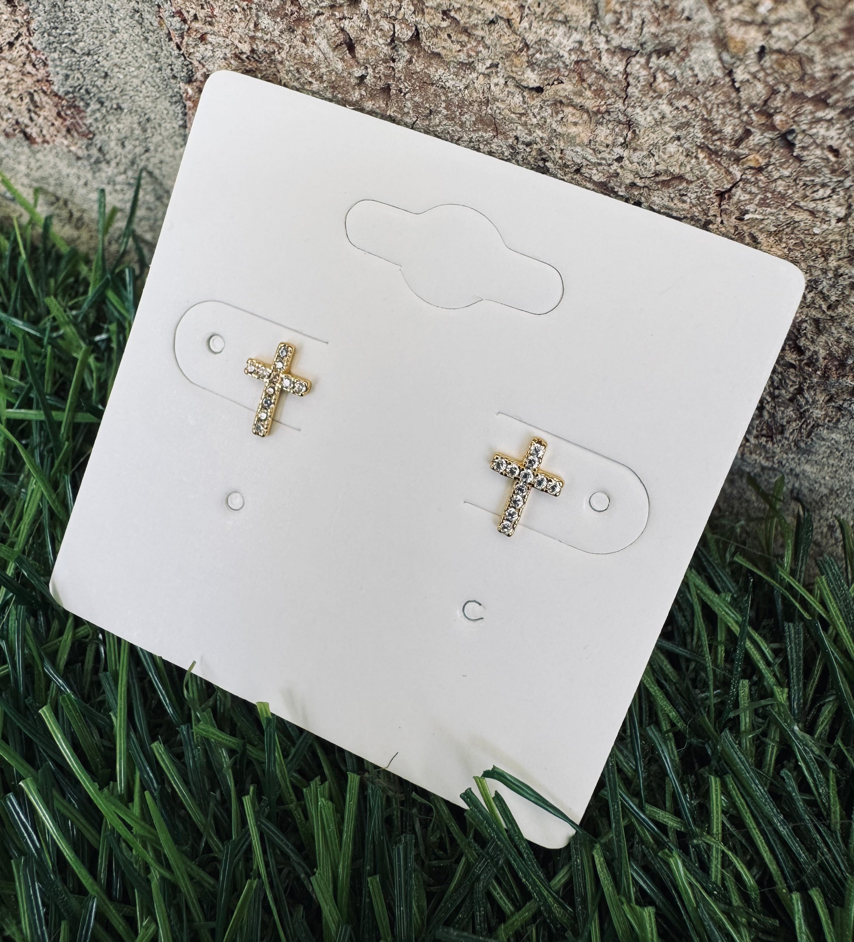 Golden Grace Cross Studs