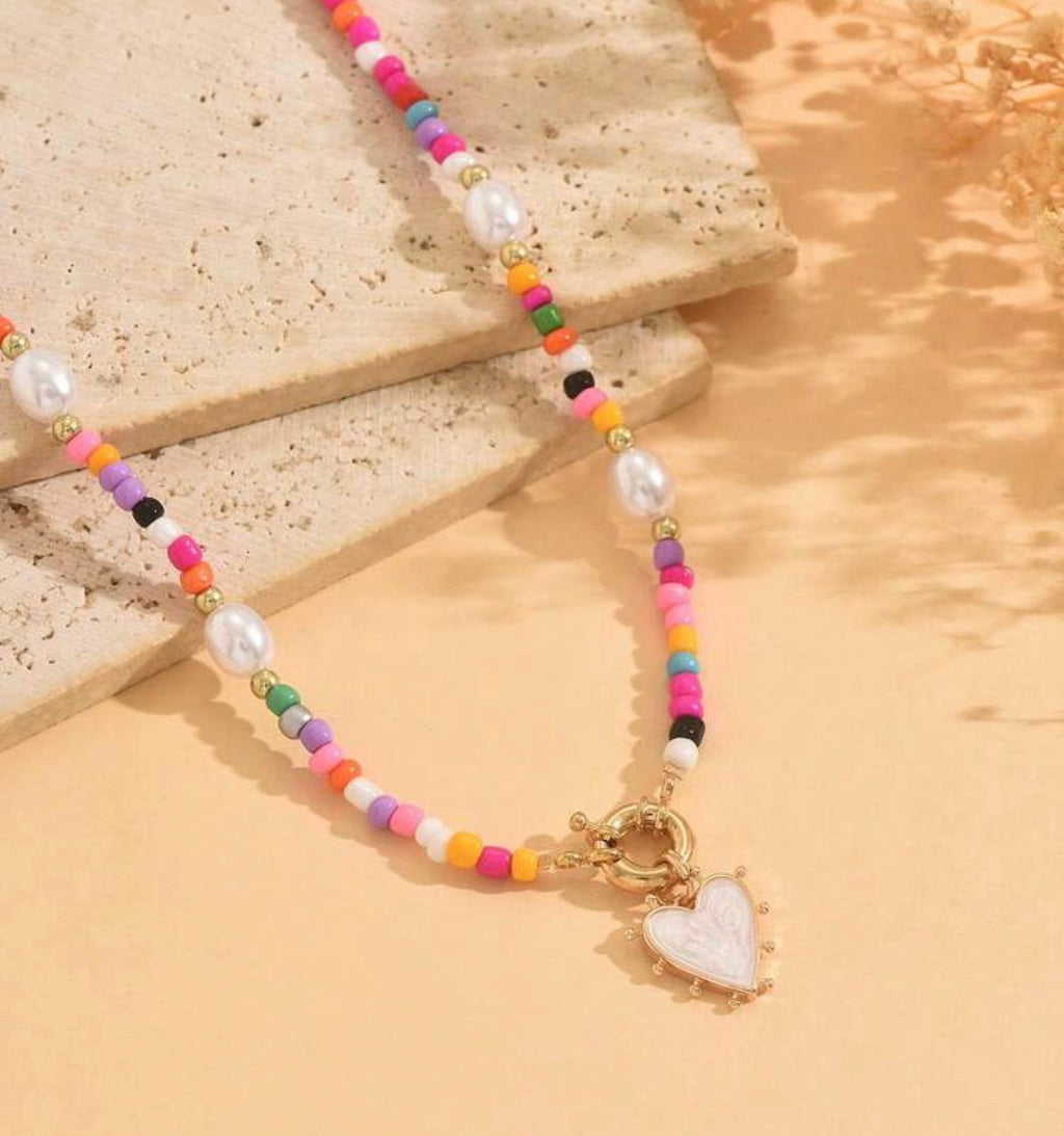 Sweet Heart Beaded Necklace
