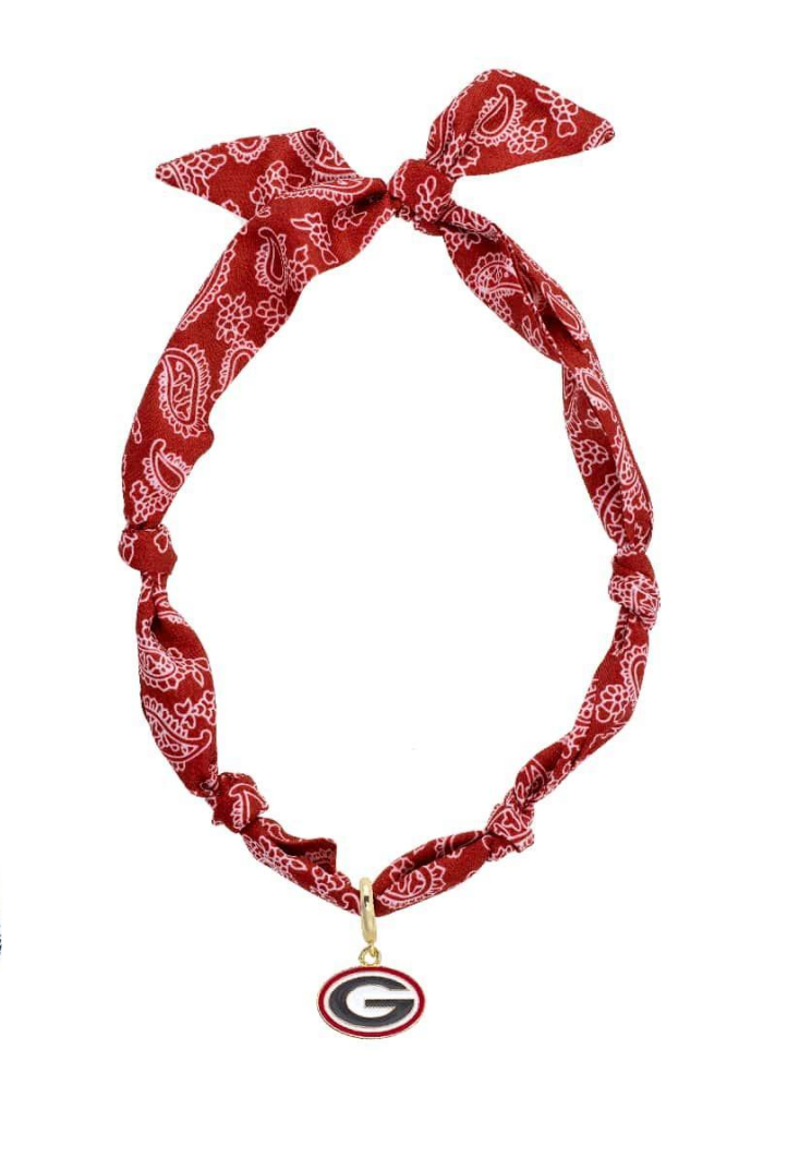 Georgia Bulldogs Bandana Scarf Necklace
