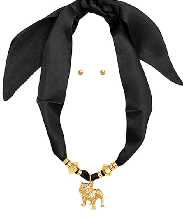 Black Scarf Bulldog Necklace