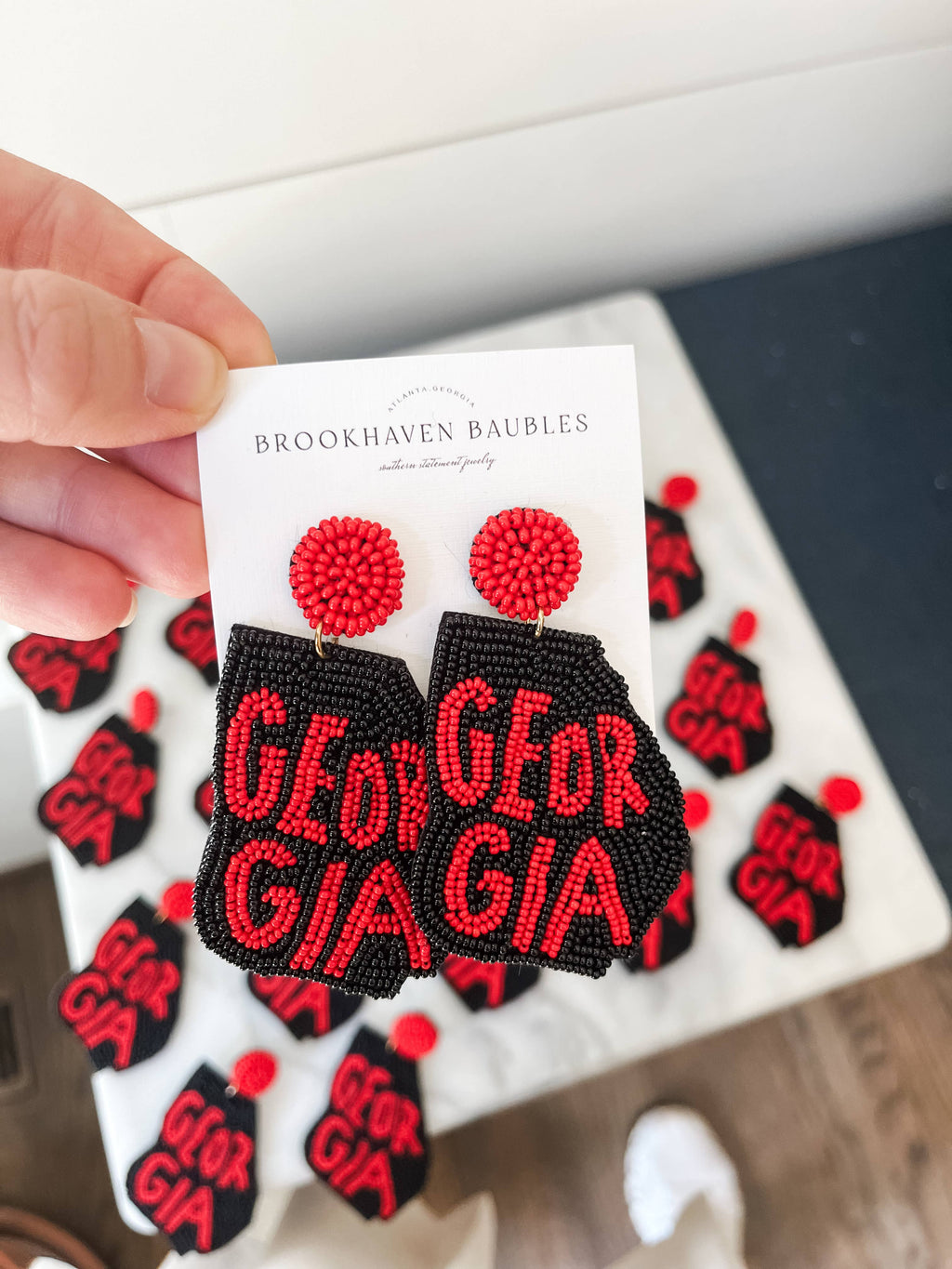 Georgia Red/Black Beaded Earrings