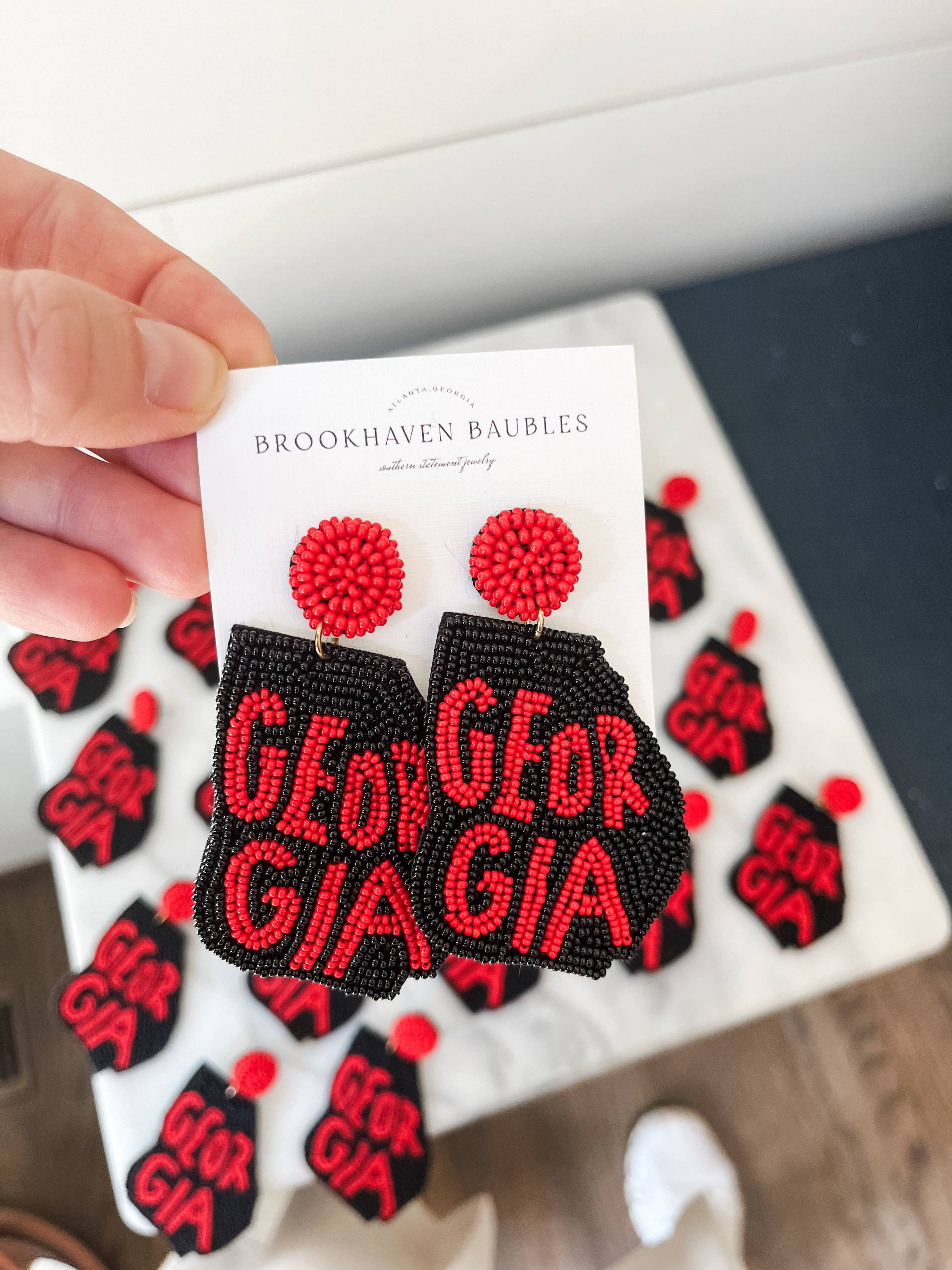 Georgia Red/Black Beaded Earrings